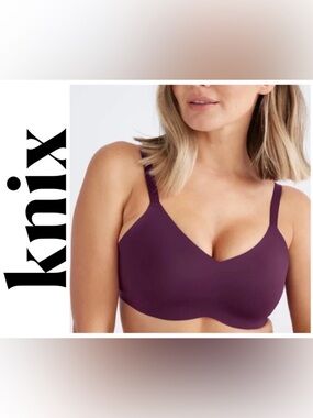 Knix Padded V-neck Evolution Bra, burgundy